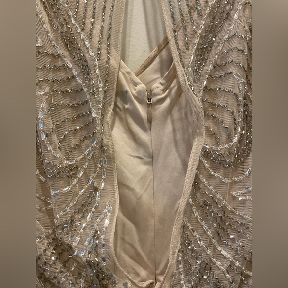 Aidan Mattox tan cocktail beaded dress - Picture 2 of 6